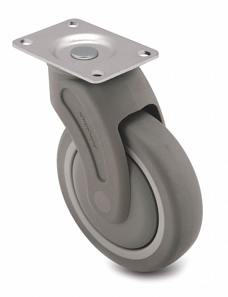 Swivel Plate Caster, 260 lb, 4 In Dia