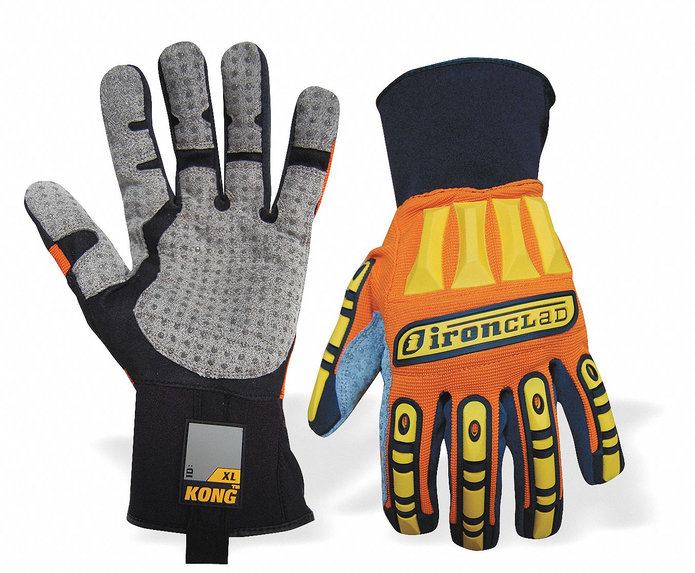 Mechanics Gloves, Orange/Yellow, XL, PR