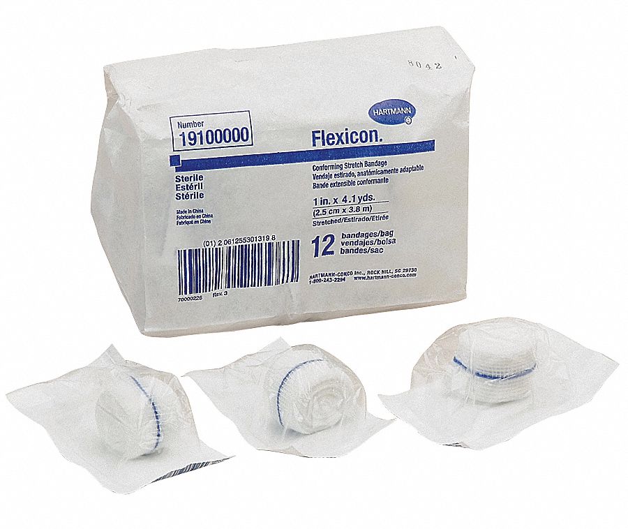 Gauze Bandage, Sterile, Width 1 In, Pk 12
