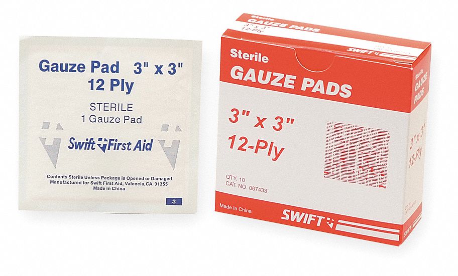 Gauze Pads, Sterile, 3 x 3 In, Pk 10