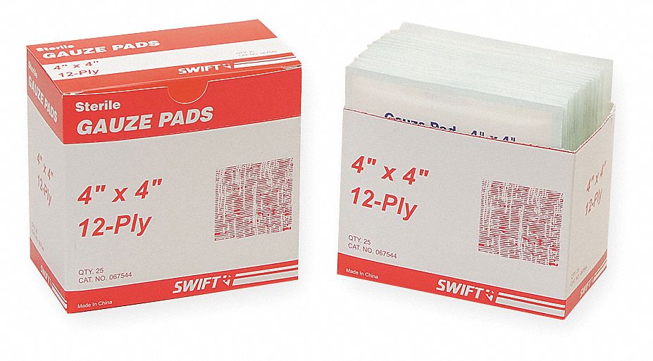 Gauze Pads, Sterile, 4 x 4 In, Pk 25