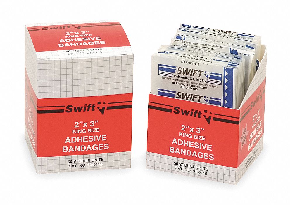 Patch Bandage, Plastic, 2 x 3 In, Pk 50