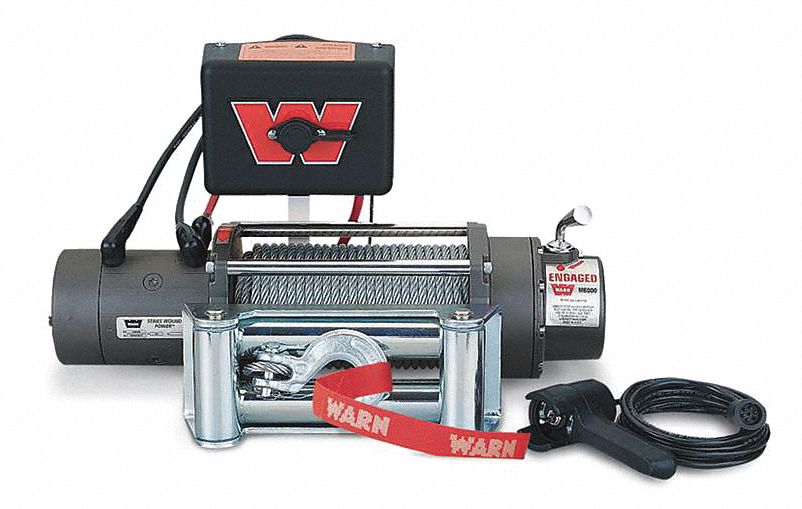 Electric Winch, 10 fpm, 6000 lb., 12VDC