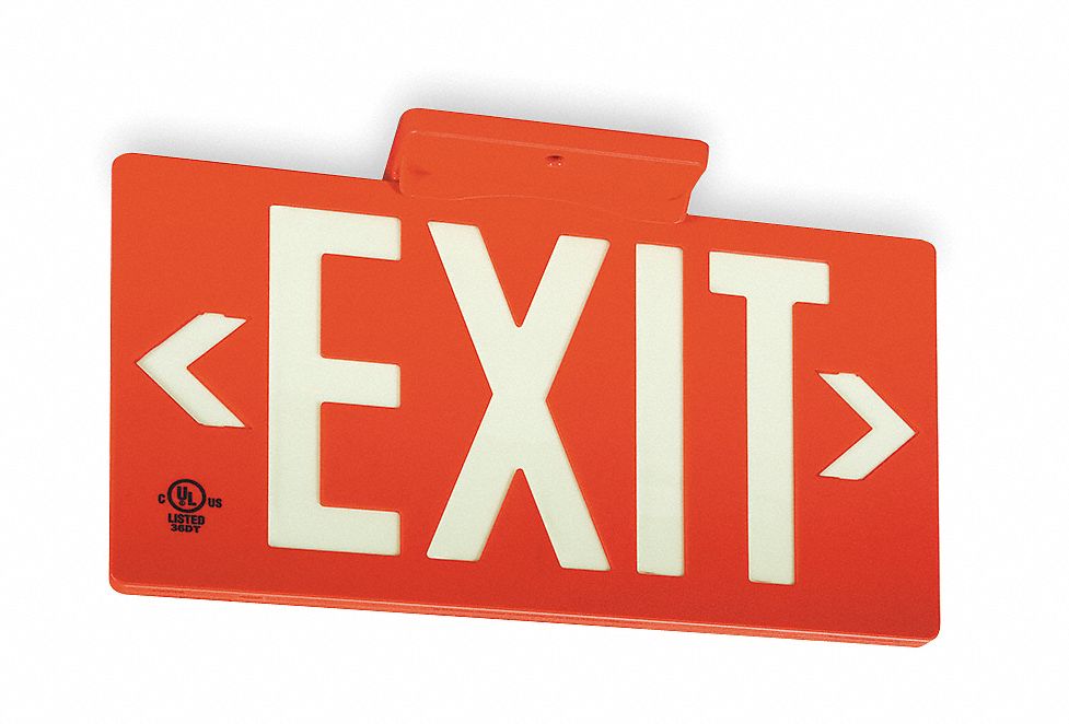 Exit Sign, 8-3/4 x 15-3/8In, WHT/R, Exit