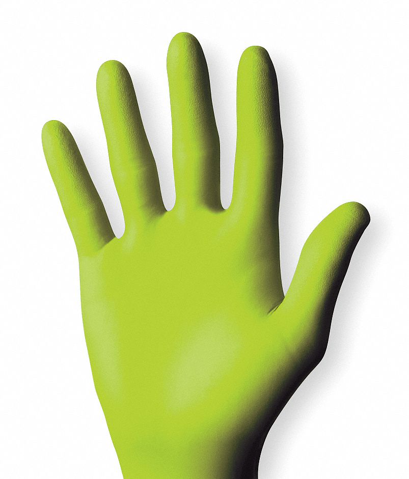 Disposable Gloves, Nitrile, M, Green, PK100