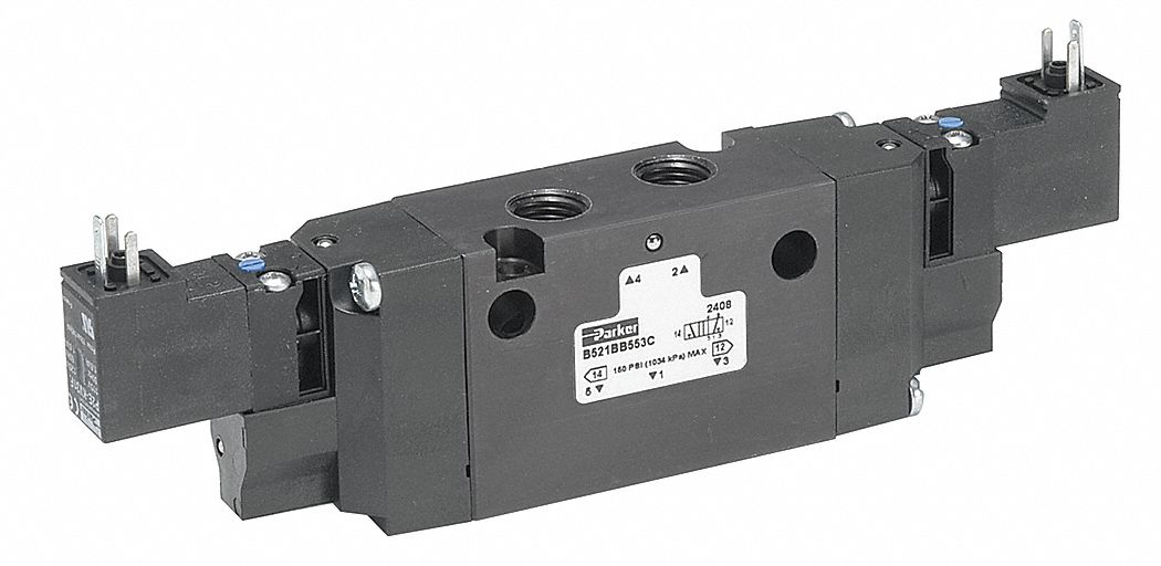 Solenoid Air Valve, 4 Way, 3 Pos, 1/2 NPT