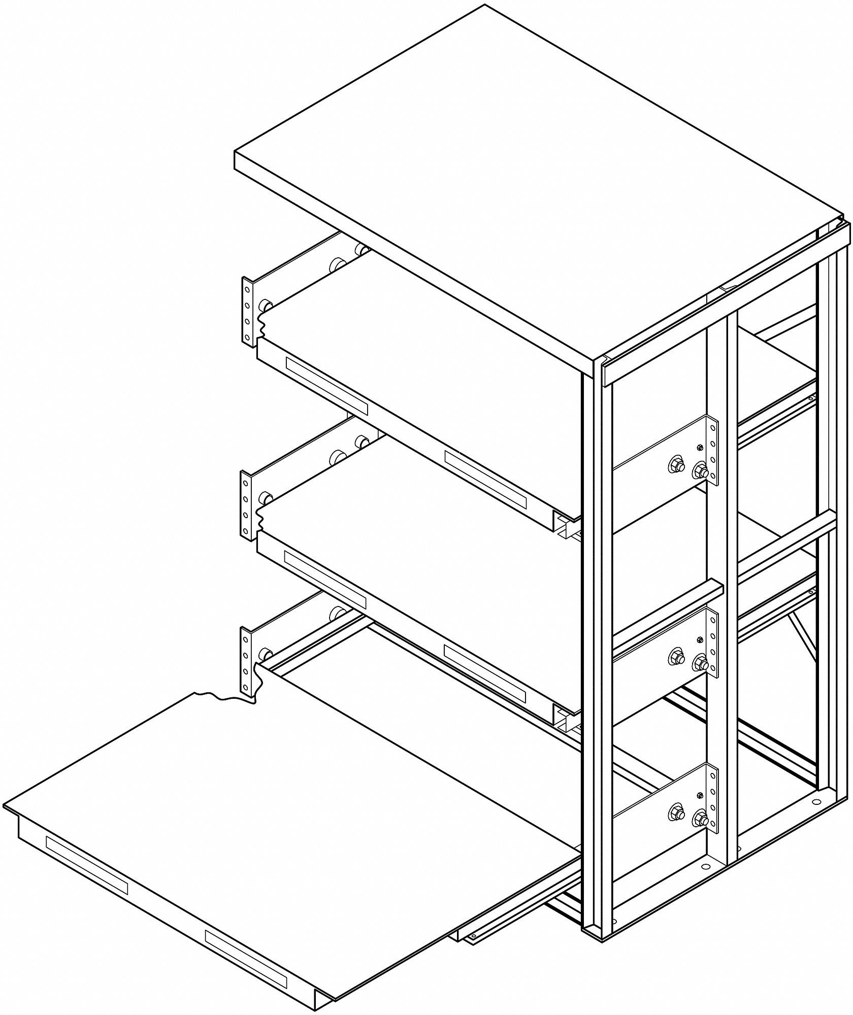 Roll Out Shelving, 4 Shelf, 48x36x84-1/2H
