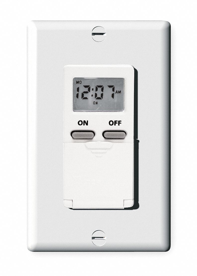 Digital Timer, 7-Day, SPST, 120 V, White