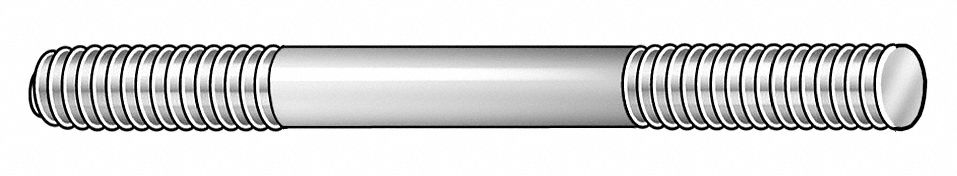 Dbl Thd Stud, M8x1.25x95mm OAL, PK 2