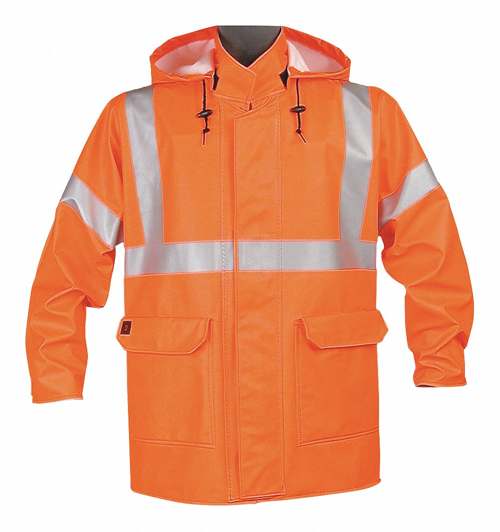 Arc Flash Rain Jacket W/Hd, 4XL, HiVis Orn