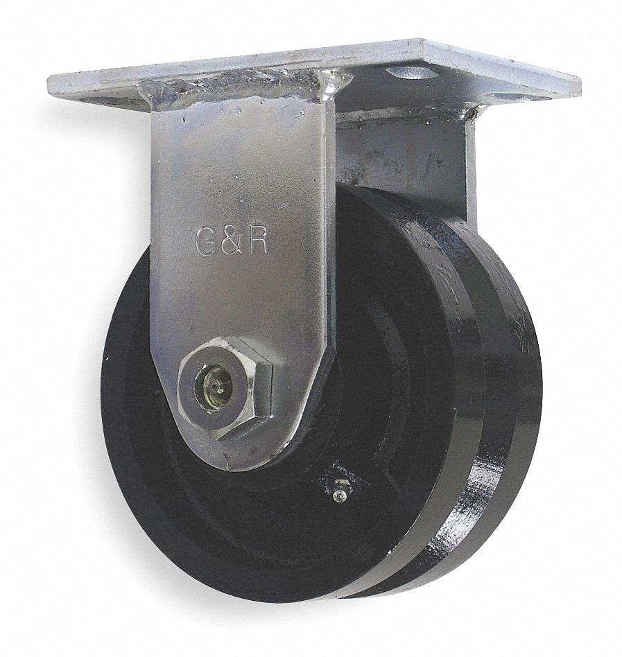 V-Groove Rigid Caster, 7-1/2 In. H