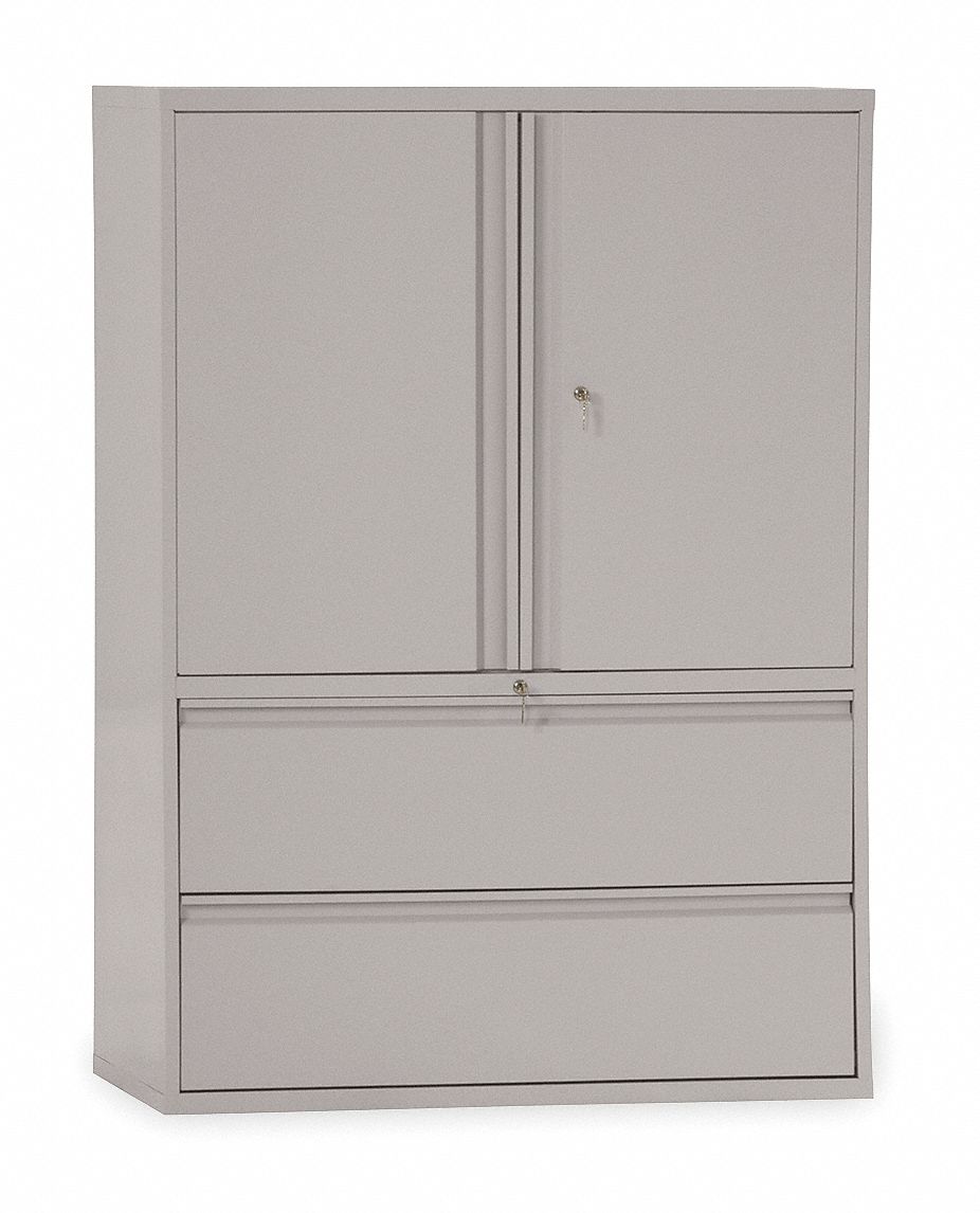 Lateral File Cabinet, 42In W, 2 Drawer, Gry