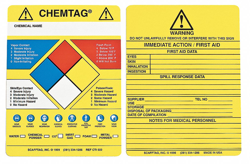 Chemtag(R) Insr, 5-3/4 x 7-5/8 In, PK100