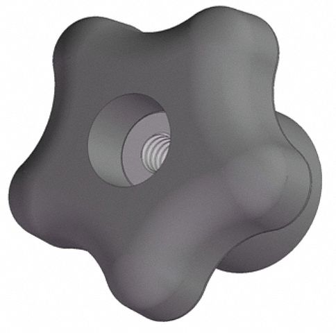 Star Knob, 1 3/8 In, Thru, 1/4-20