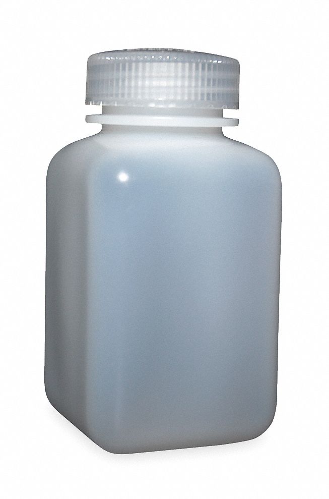Square Plastic Bottle, Wide Mouth, 8 Ounce
