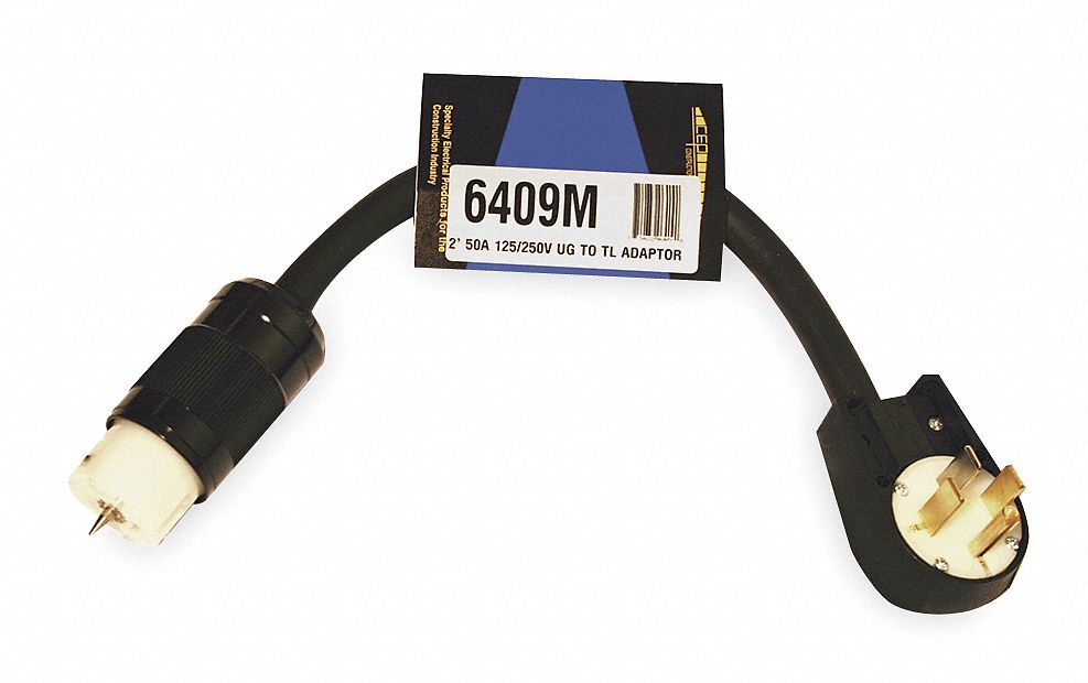 Adapter, 50A, Black, Vinyl