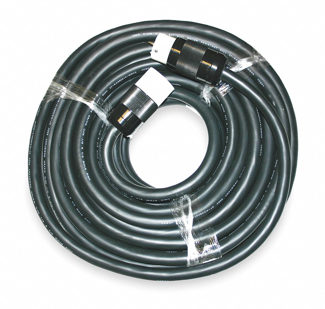 Temp Cord, 100 Ft, 125/250V, 50A, Black