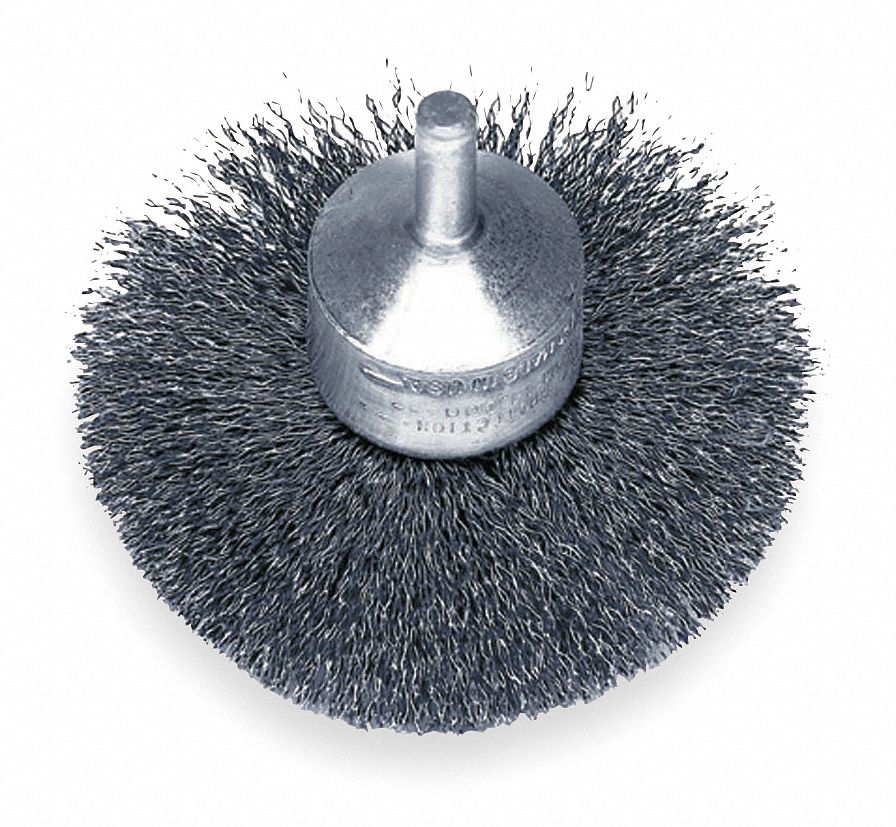 End Brush, Flr, 1-1/2 D, Stl, Max RPM 20, 000