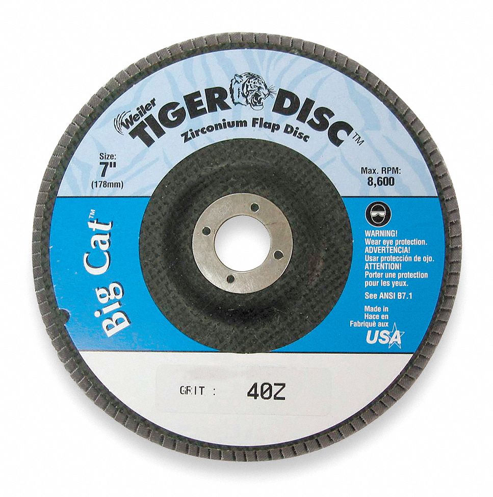 Arbor Mount Flap Disc, 7in, 40, Coarse