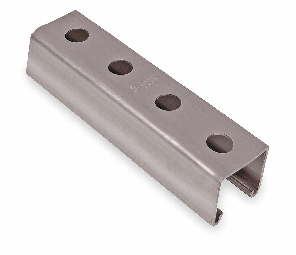 Channel, Punched, 12 Ga, Depth 1 1/2 In, SS