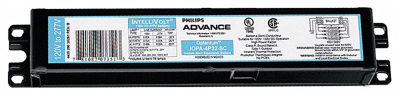 Electronic Ballast, T8 Lamps, 120/277V