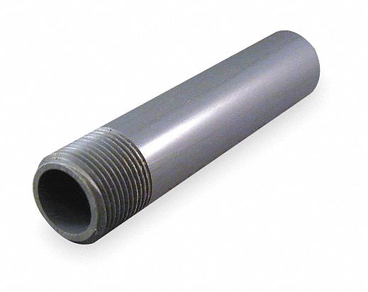 Nipple, 1/2 In, 3 In L, PVC, Gray