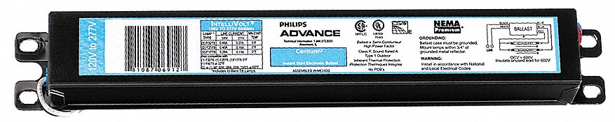 Electronic Ballast, T8 Lamps, 120/277V
