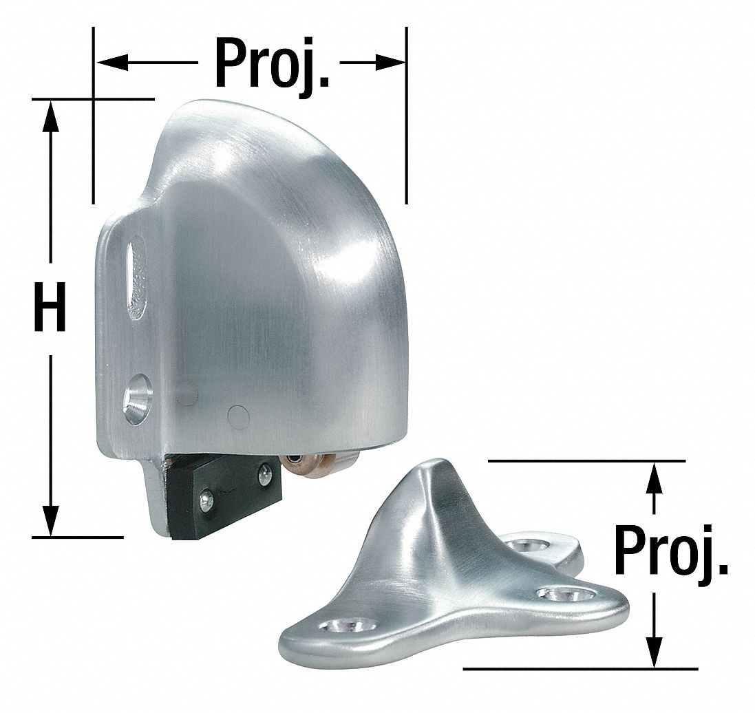 Door Stop, Floor-Mount, Satin Chrome