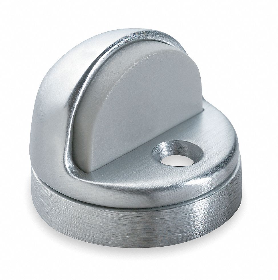 Dome Door Stop, Floor-Mount, Satin Chrome