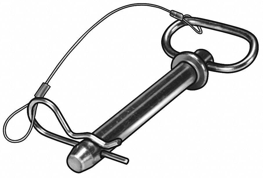 Hitch Pin, Std, Stl, 1 1/8x7 3/4 L