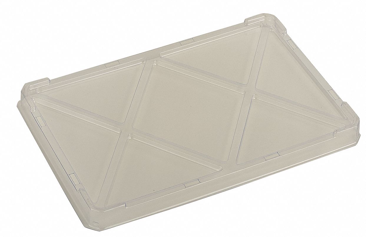 Tote Box Lid, L 16 1/2, W 10 7/8, Clear