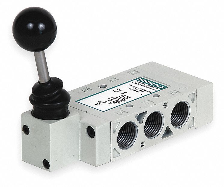 Air Valve, Lever, 3/8 NPT, 4 Way, 3 Position