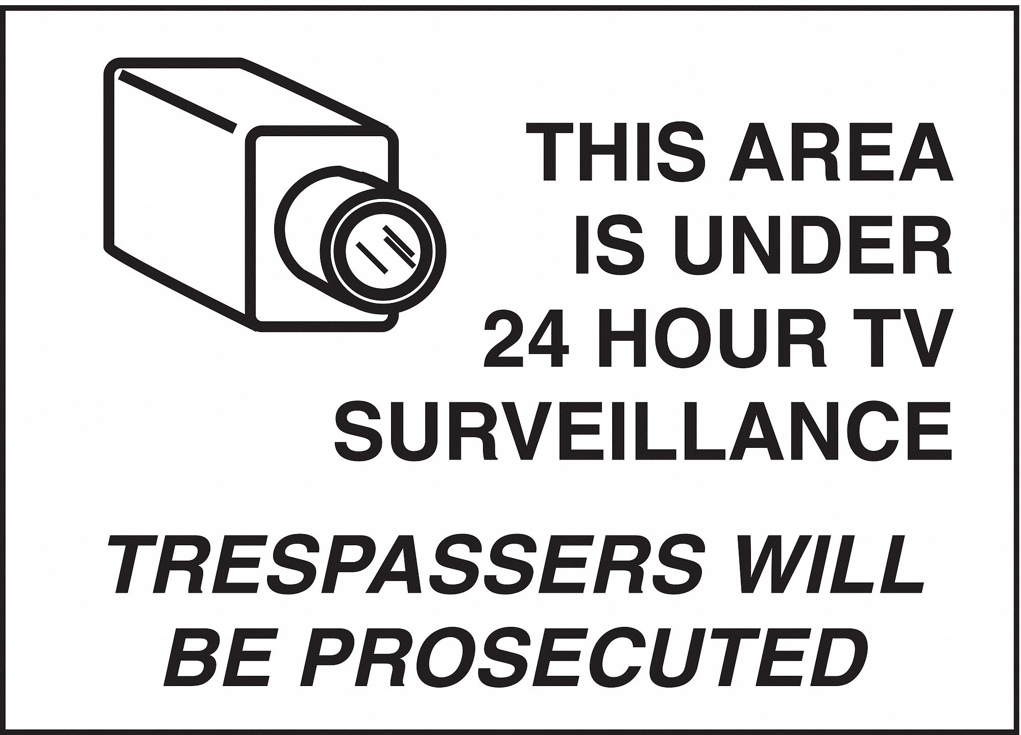 Security Sign, 10 x 14In, BK/WHT, ENG, SURF