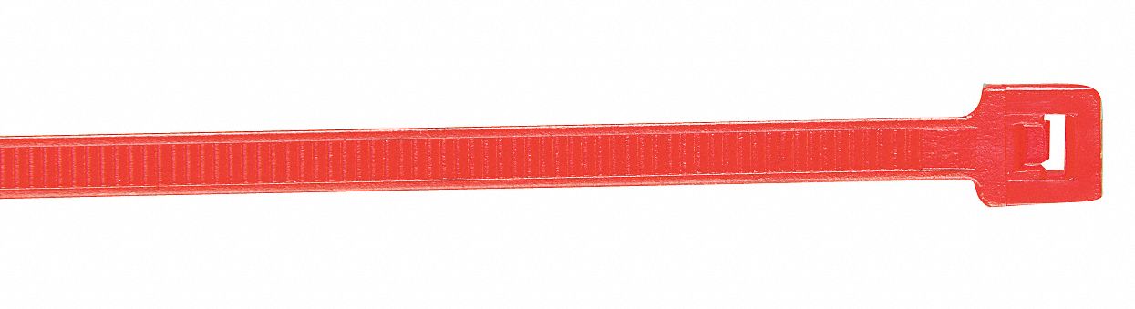 Cable Ties, L8In, 50Lb, Red, PK100