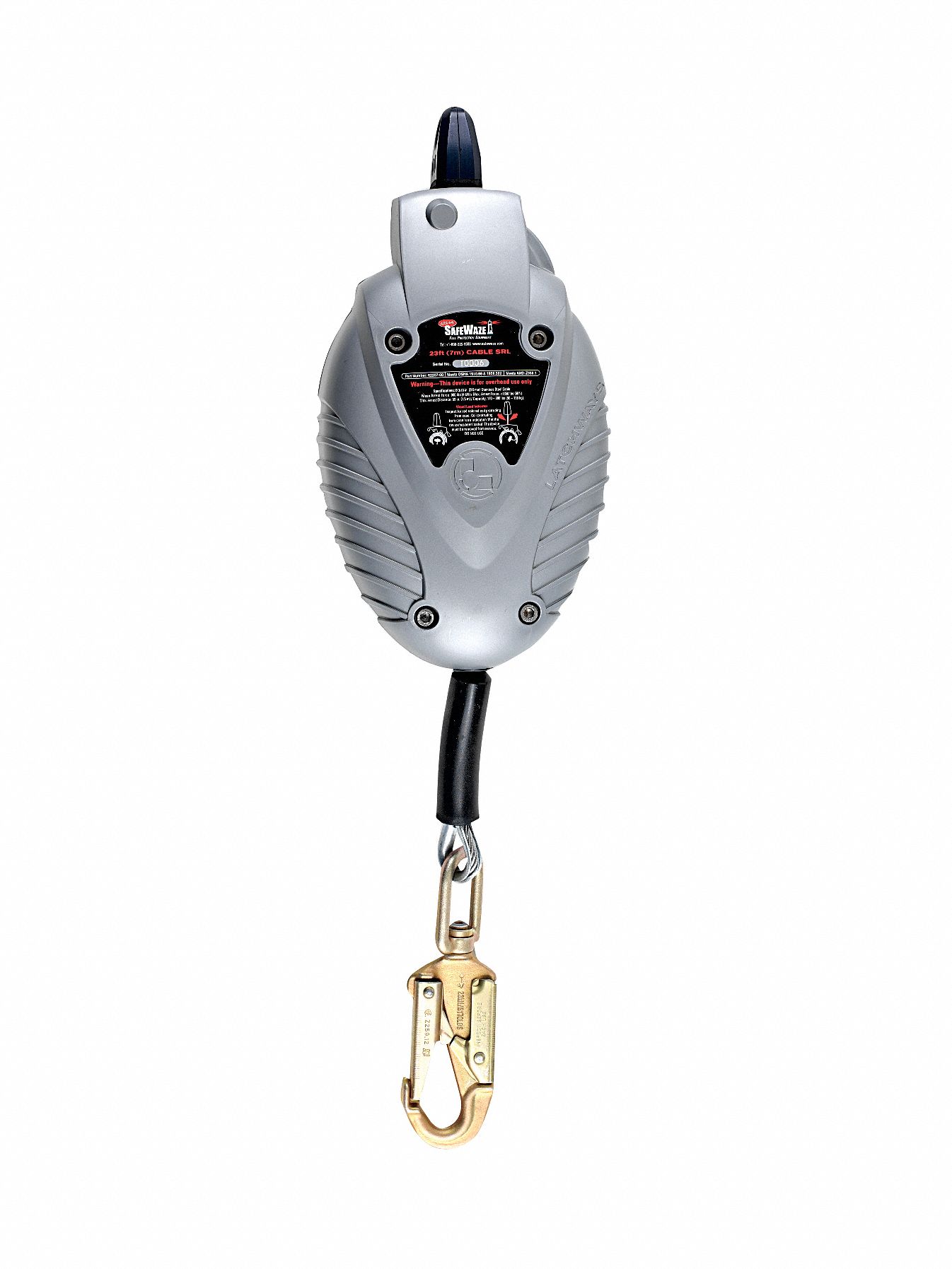 Slf-Retracting Lifeline, 12ft, Plystr, Gray