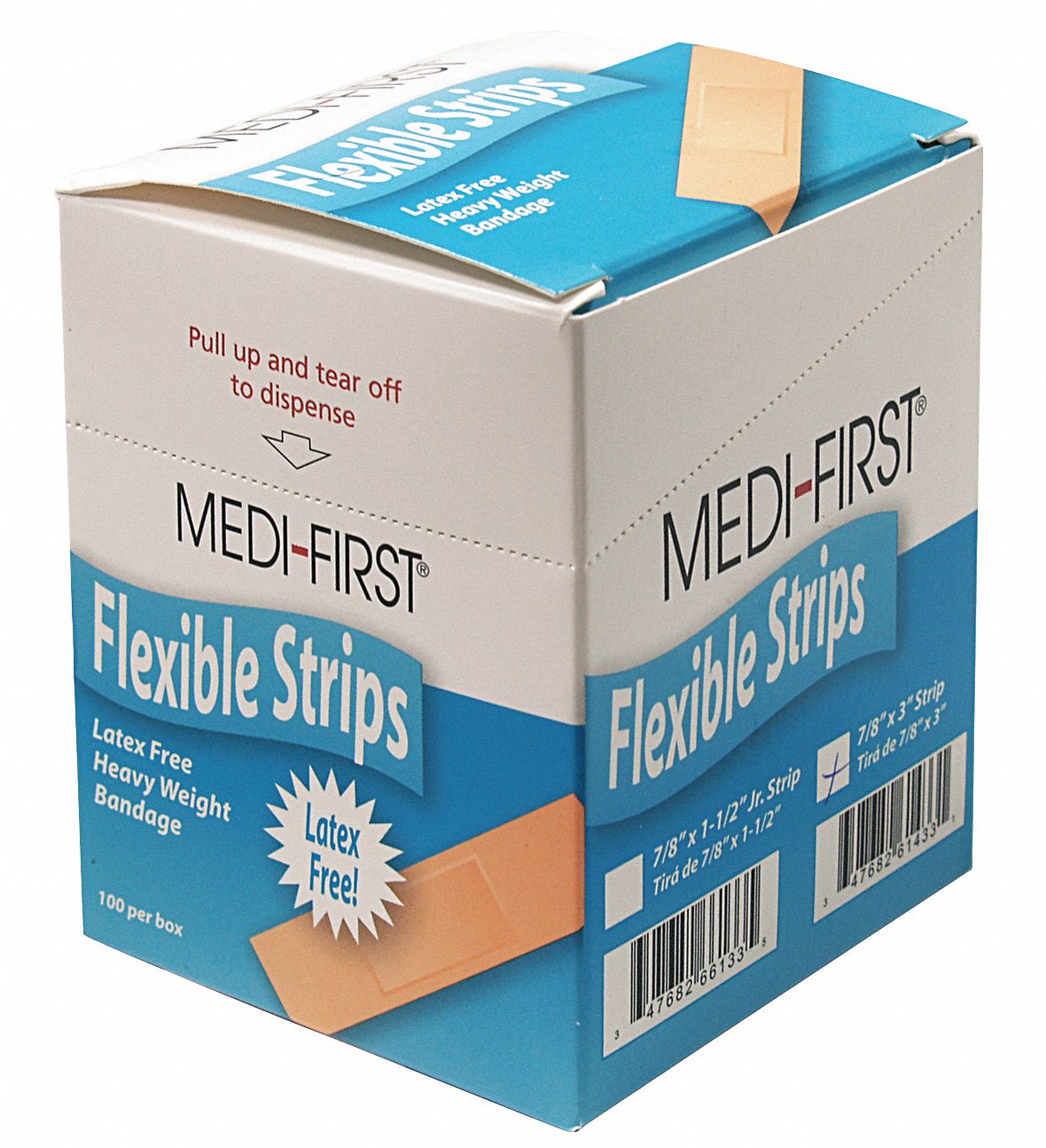 Adhesive Bandages, 7/8 x 3 In, PK 100