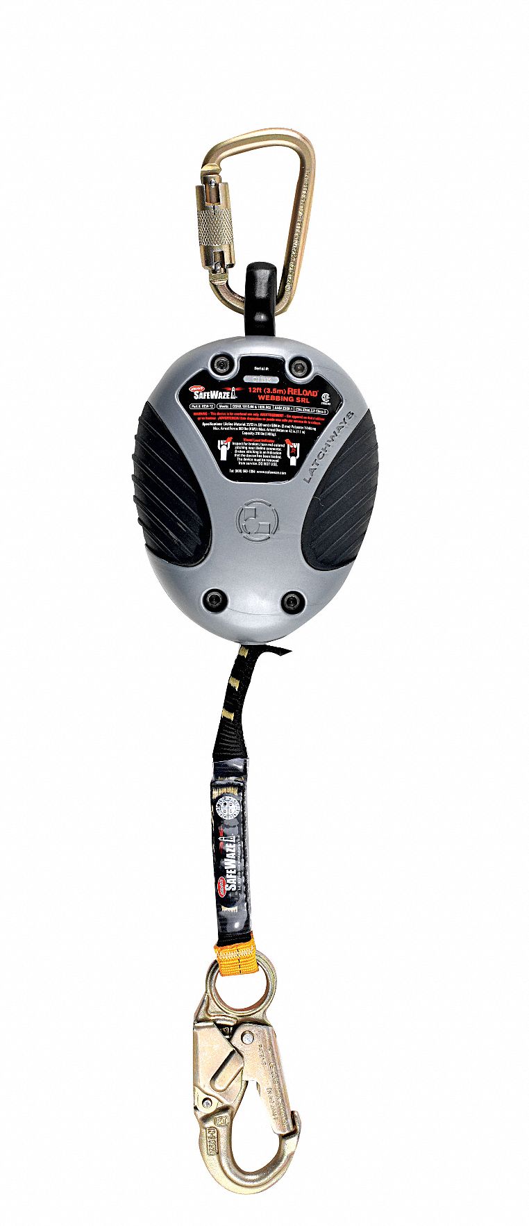 Self-Retracting Lifeline, 23ft, Gray, 310lb
