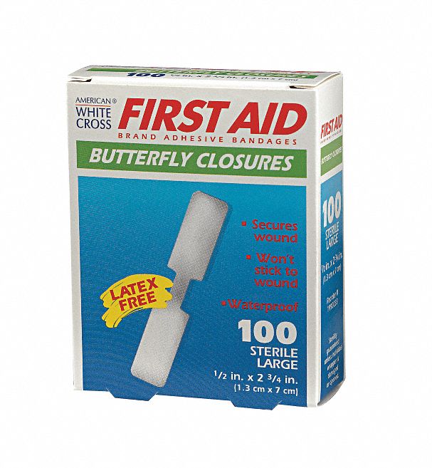 Adhesive Bandages, Butterfly, Large, PK 100