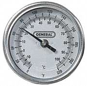 Bimetal Thermom, 3 In Dial, 0 to 220F
