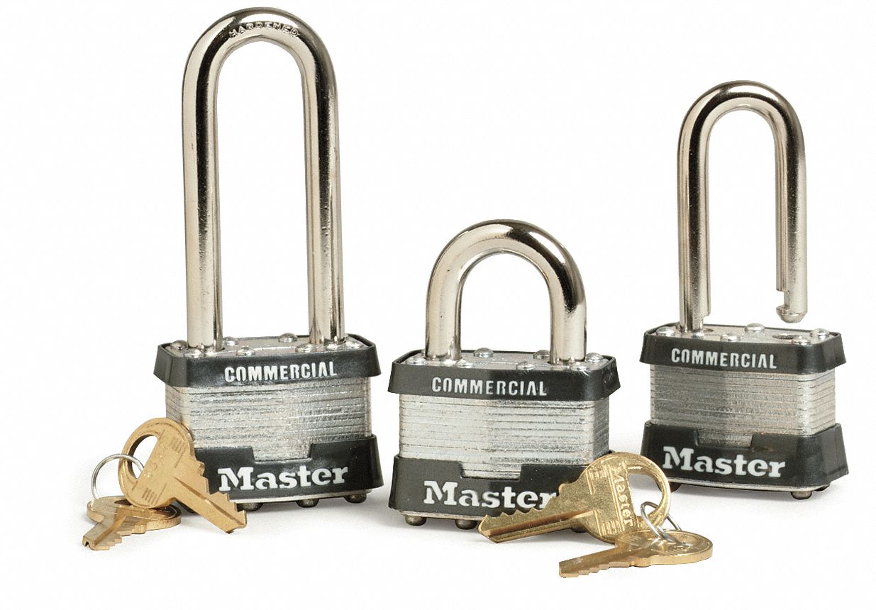 Padlock, 1-9/16 In, Laminated Steel