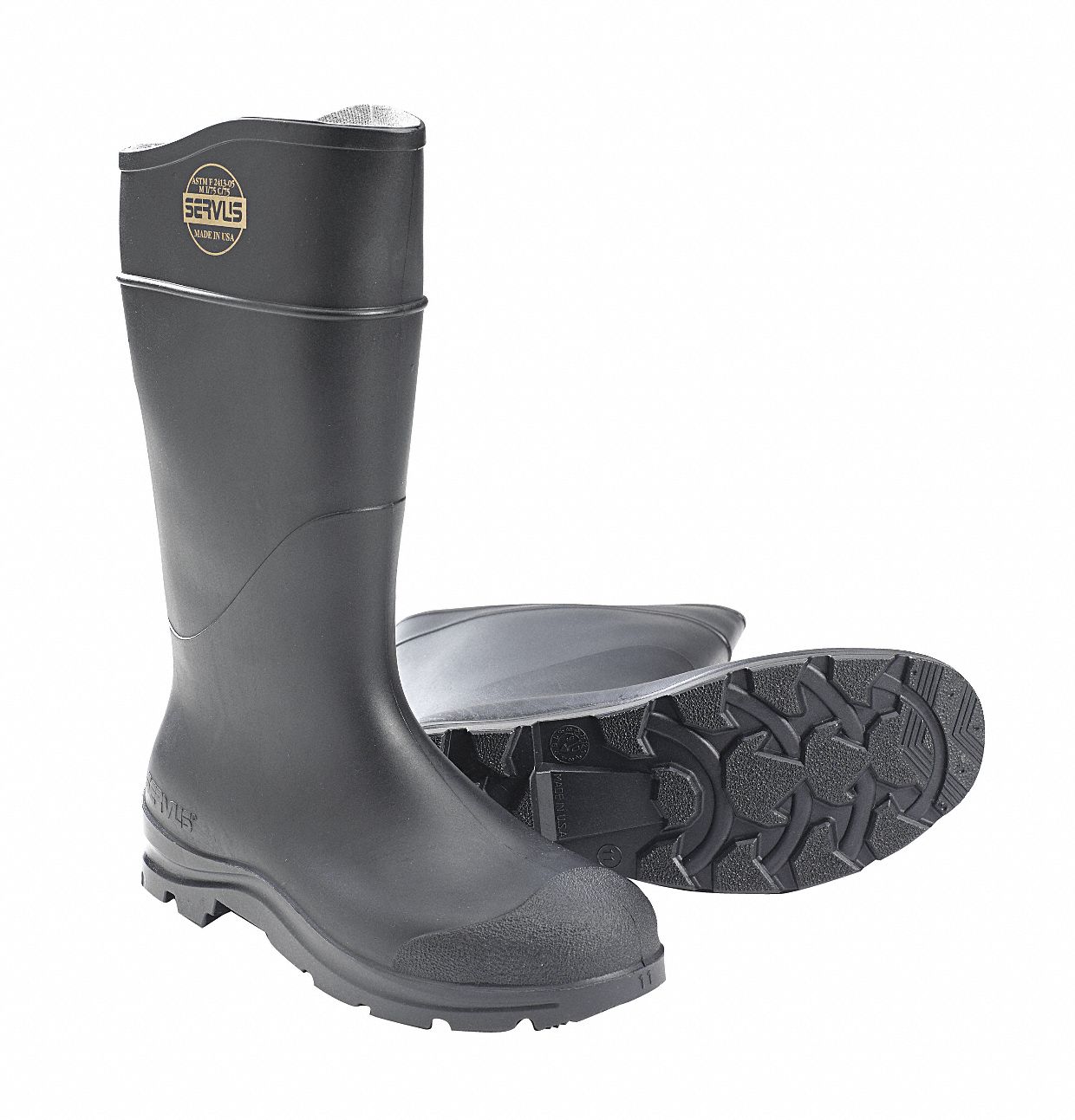 Knee Boots, Men, 10, Steel Toe, Blk, 1PR