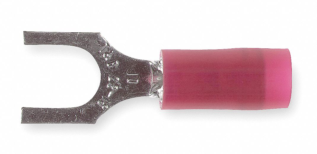 Fork Terminal, Red, 22 to 16 AWG, PK100
