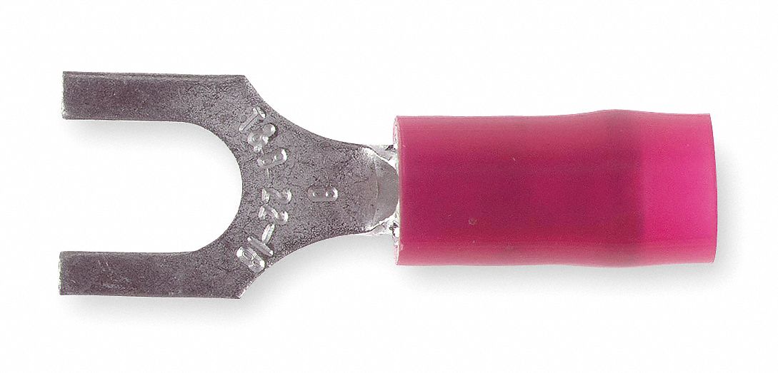Fork Terminal, Red, 22 to 16 AWG, PK100