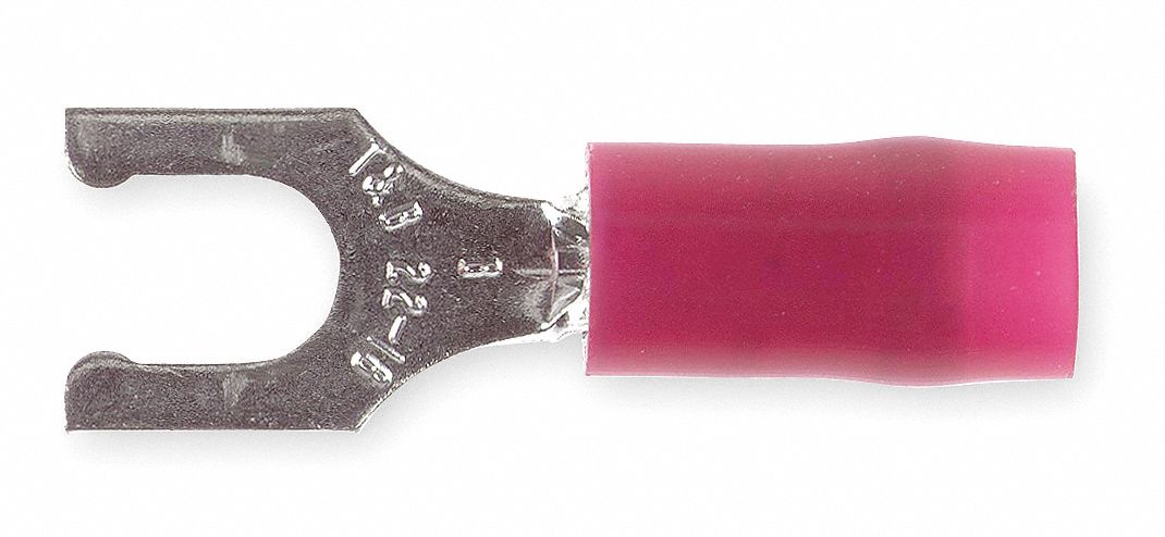 Fork Terminal, Red, 22 to 16 AWG, PK100
