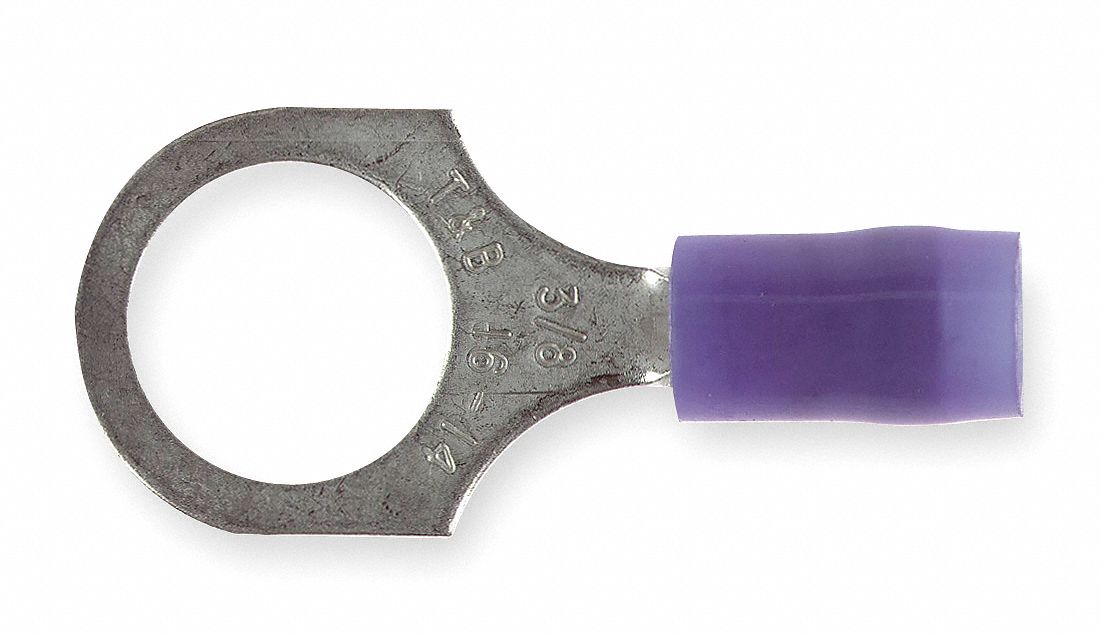 Ring Terminal, Blue, 18 to 14 AWG, PK100