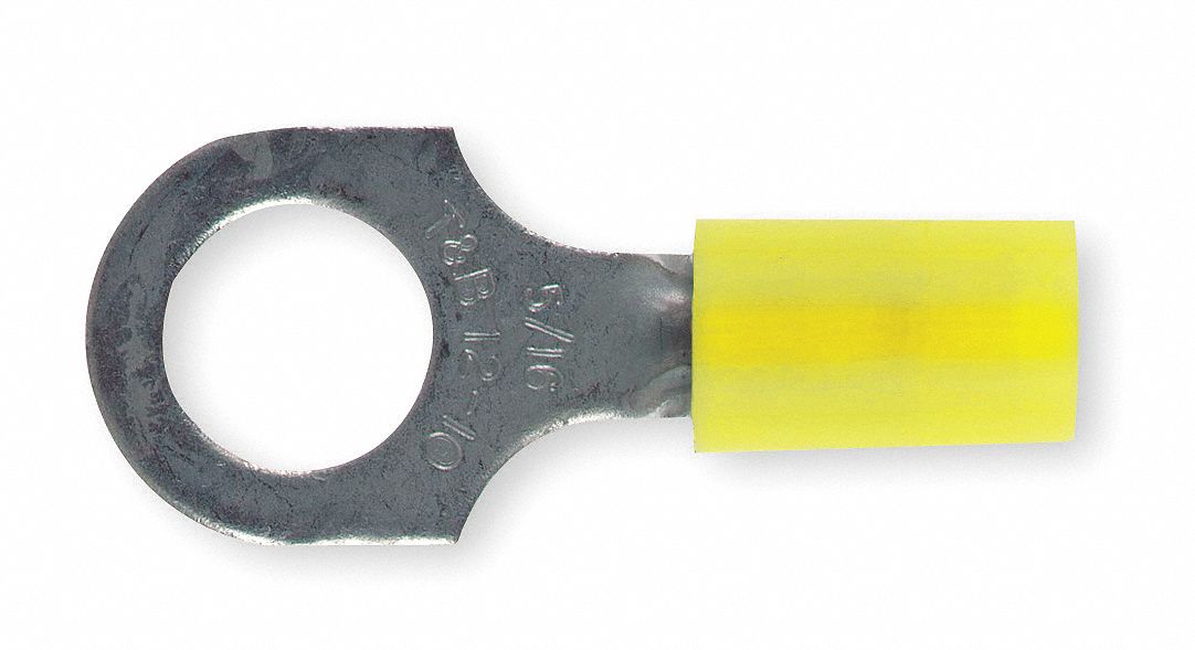 Ring Terminal, Yellow, 12 to 10 AWG, PK50