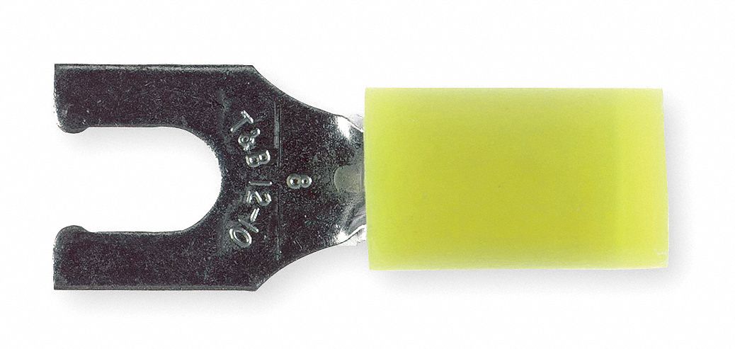Fork Terminal, Yellow, 12 to 10 AWG, PK50