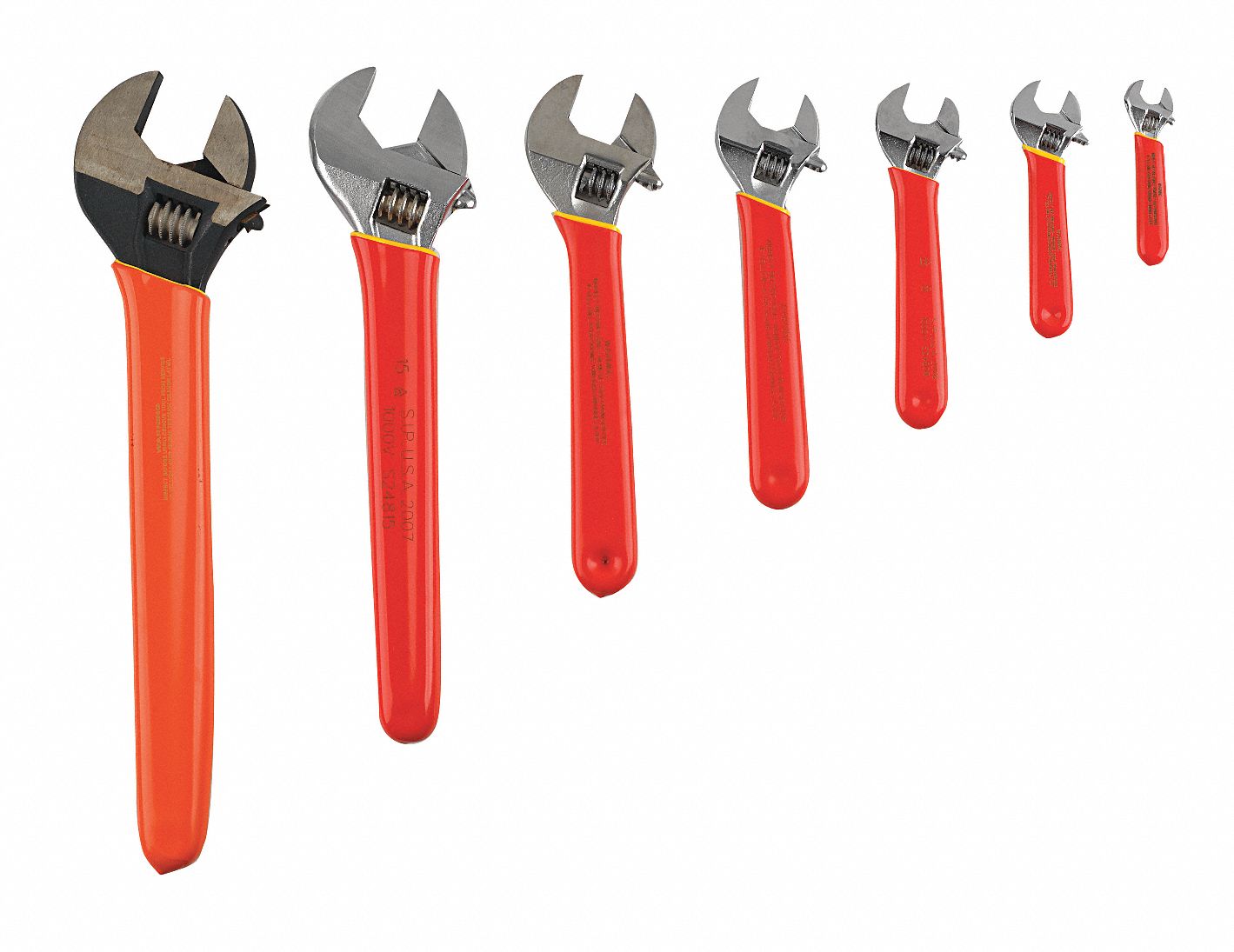 Insulated Adj Wrench, 6 in., Orange/Yellow