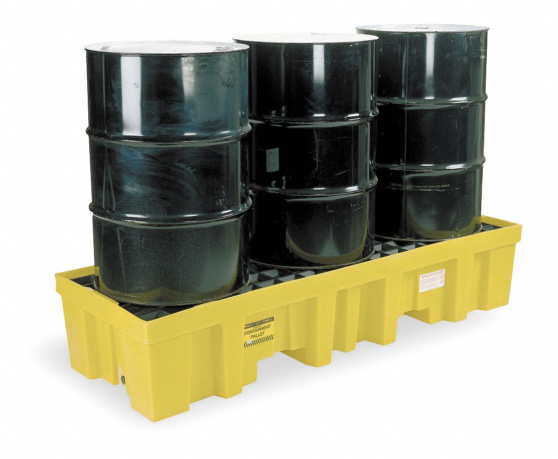 Drum Spill Cntnmnt Pallet, 3 Drum, 6k lb.
