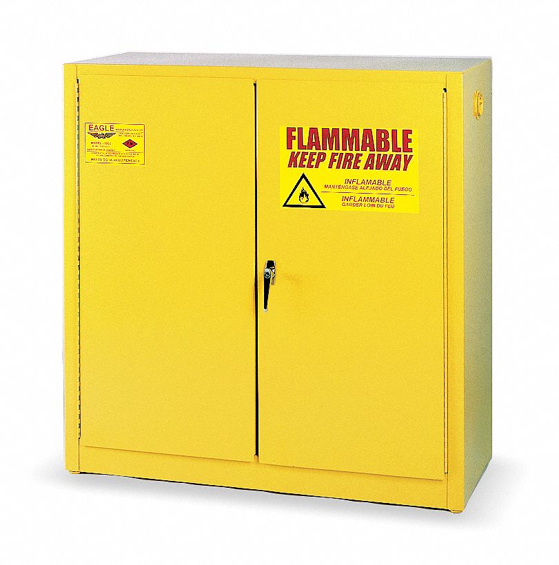 Flammable Safety Cabinet, 30 Gal., Yellow